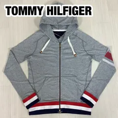 【良好】TOMMY HILFIGER トミーヒルフィガー ジップアップパーカー フルジップ M 霜降り トリコロール ライトウエイト 薄手 着丈61cm 肩幅38cm 身幅(脇下)49cm 袖丈66.5cm【古着】