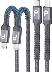 USB-C Lightningケーブル 6.6フィート 2本セット MFi認証済み Type C Lightning グレー Type C iPhone充電 高速充電 データ転送 高耐久性 PD対応 iPhone 13/12/11/Mini/Pro/Pro