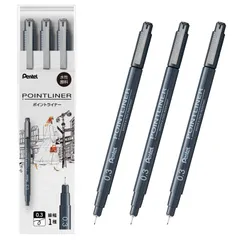新品 ぺんてる 水性ペン ミリペン ポイントライナー 0.3mm ブラック 3本セット S20P-3AD3Hのサムネイル