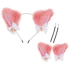 【数量限定】MADDEY もふもふ耳 犬 きつね 動物 猫耳 カチューシャ 鈴付き ヘッドバンド 獣耳 狐耳 コスプレ ハロウィン 仮装 コスチューム (ピンク)