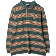 古着 80年代 ラコステ LACOSTE CHEMISE フレンチラコステ マルチボーダー 長袖 ボーダー ポロシャツ フランス製 7 メンズL相当/eaa631926