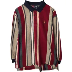 古着 ラルフローレン Ralph Lauren CHAPS チャップス マルチストライプ 長袖 ストライプ ポロシャツ メンズL相当/eaa631895