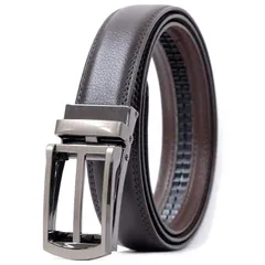 【新品】 [BEEL] ベール ベルト メンズ 牛革 オートロック式ベルト レザー 紳士 穴無し 大きいサイズ ビジネス スーツ カジュアル 【バックルタイプ：デザイン】 シュリンク ダークブラウン 2B DBR 0