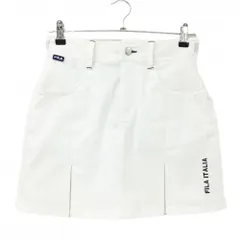 【超美品】フィラゴルフ スカート 白×ネイビー ボックスプリーツ 内側パンツ 裏微起毛 レディース M ゴルフウェア FILA GOLF