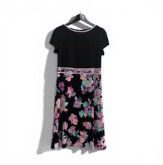 LEONARD FASHION 黒地ピンク花柄ノースリーブワンピース サイズ4