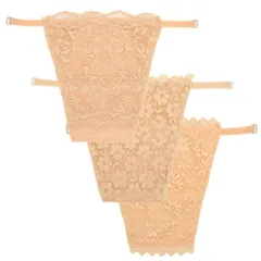 ブラカバー レディース 胸元カバー 3枚セット 谷間隠し 花柄レース レイヤードアイテム インナー おしゃれ 下着 露出対策 チラ見え防止 黒 白 ベージュ za-012