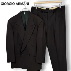GIORGIO ARMANI ジョルジオアルマーニ  ダブルスーツ セットアップ ヴィンテージ  高級 グレーブラウン メンズ 48サイズ  ピュアウール100% イタリア製  ビジネス パーティー 90s  アルマーニ スーツ 菅田将暉