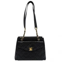 シャネル ショルダーバッグ レディース ココマーク マトラッセ フルフラップ 肩掛け CHANEL A06323 キャビアスキン ブラック 黒 ゴールド金具【中古品】