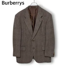 ヴィンテージ 90s Burberrys バーバリーズ テーラードジャケット ミンクカシミヤ混  ブラウン メンズ 日本製  ビジネス カジュアル チェック 千鳥格子 菅田将暉 昭和レトロ 三陽商会
