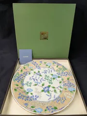 【新品】庫山窯　前畑陶器　花銀彩　大皿　美濃焼　金彩　銀彩　花紋様　花柄　昭和レトロ　コレクターズアイテム　E699