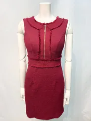 2670 ROBE de  FLEURS Glossy ローブドフルール グロッシー キャバクラ ドレス ノースリーブ フリンジ 伸縮性 タイト ミニ フロントジップ キャバドレス M
