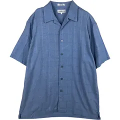 古着 CHERESKIN チェック柄 半袖 オープンカラー レーヨン×リネンシャツ ボックスシャツ メンズL相当/eaa632102