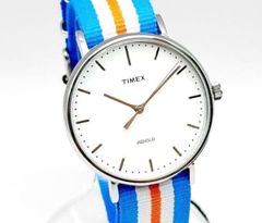 新品電池 未使用 TIMEX タイメックス 腕時計 ゴールドケース 箱付 水色 