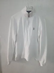 ポロ ラルフローレン 白 ハーフジップアップ スウェット