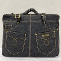 Y2159　MOSCHINO　モスキーノ　ボストンバッグ　旅行用バッグ　トラベルバッグ　ハンドバッグ　大きめ　大容量　デニム　ブラックデニム　レディース　メンズ　ユニセックス