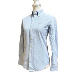【美品】Ralph Lauren ラルフローレン レディース オックスフォードシャツ XS ブルー ボタンダウン 長袖 綿100