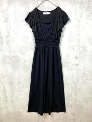 tocco closet トッコクローゼット フラワーレース装飾フリル付きウエストシャーリングカットソーマキシ ワンピース sizeM/黒 ■◆レディース