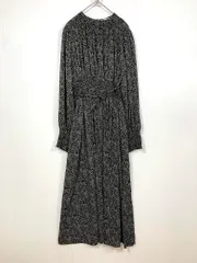 natural couture ナチュラルクチュール 長袖 小花柄 ワンピース sizeF/黒 ■■レディース