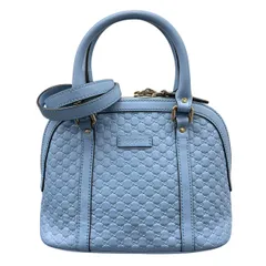 GUCCI 極美品 グッチ マイクロ グッチシマ 2WAY ハンドバッグ ショルダーバッグ 449654 型押し レザー ライトブルー エンボス GG クロスボディ ミニバッグ ポシェット Aランク 中古 鑑定済 グッチバッグ