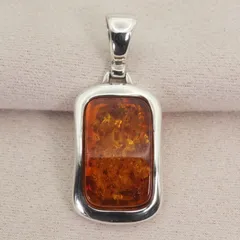 ヴィンテージ シルバー 琥珀 ネックレストップ アンバー/25-3676