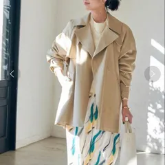 green label relaxing Oggiコラボ トレンチコート 36 ベージュ ミドル丈 ラグラン ゆったり 春アウター 麻混 上品 きれいめ カジュアル