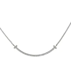 ティファニー Tiffany&Co. Tスマイル ネックレス ダイヤモンド 0.10ct K18WG 2.4g スモール レディース【中古】