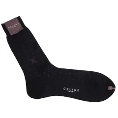 セリーヌオムCELINE HOMME 小紋ジャガードロングソックス 黒グレー25-26のサムネイル