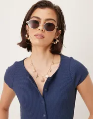 フリーピープル レディース トップス Tシャツ Free People most wanted button up tee NAVY ネイビーのサムネイル