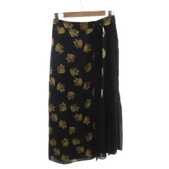 セオリーリュクス theory luxe 美品 レイヤードスカート 38 ネイビー 紺 花柄 ラップデザイン ロング丈 /MX ■GY62