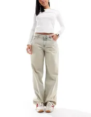 ドクターデニム レディース ボトムス デニムパンツ リラックスフィット ヴィンテージ ストレート ジーンズ Dr Denim Hill relaxed fit low waist wide straight leg jeans in stream pale v