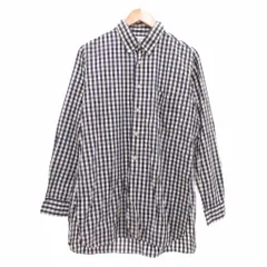 サンリミット Sans limite ロングシャツ O 白 ホワイト 紺 ネイビー ギンガムチェック ボタンダウンカラー /MU ■GY62