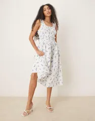 ノーバディーズ チャイルド レディース トップス ワンピース ミディワンピース フラワー柄 フリル ミディ フラワー Nobodys Child Ariel ruffle detail midi dress and blue floral kit floral