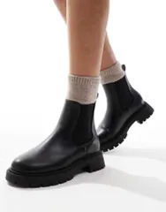 エイソス レディース シューズ ブーツ・レインブーツ チェルシーブーツ チェルシー ブーツ ASOS DESIGN Adjust chunky chelsea boots Black ブラックのサムネイル