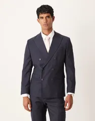 セレクティッド メンズ アウター ジャケット・ブルゾン ブレザー Selected double breasted blazer Navy ネイビー