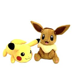 POKEMON 포켓몬 봉제인형 피카츄/이브이/2점 세트 브라운/옐로우/240002233052