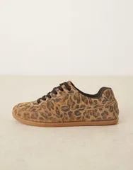 エイソス レディース シューズ スニーカー スエード レース ASOS DESIGN Diligent slim lace up sneakers in leopard suede LEOPARD アのサムネイル