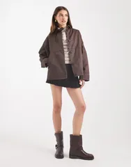 エイソス レディース アウター ジャケット・ブルゾン ジャケット ASOS DESIGN wax harrington jacket in chocolate Chocolate チョコレートのサムネイル
