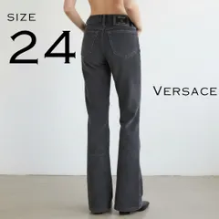 【希少】Versace Jeans Coutureヴェルサーチジーンズクチュール 90s Y2K ヴィンテージ メデューサボタン コーデュロイ セミフレアパンツ 24(S)  チャコールグレー【古着】【中古】【送料無料】のサムネイル