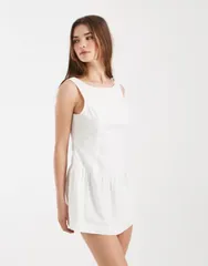 コットンオン レディース トップス ワンピース ミニ Cotton Hallie dropped hemini dress WHITE ホワイト
