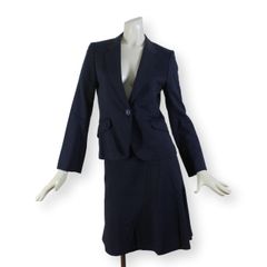 08【美品】ミッシェルクラン スカートスーツ 上38 下36 ブラック 黒 麻 08 MICHEL KLEIN ミッシェルクラン レディース スカートスーツ 上38下