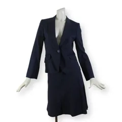 09 LES MUES Femme レミュー レディース スカートスーツ S/7号 ネイビー シルク混 ストレッチ 春夏秋 美品 送料無料