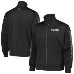 プレジャーズ メンズ アウター ジャケット・ブルゾン Mens PLEASURES Black Detroitigers Pitcher FullZip Track Jacket Black ブラックのサムネイル