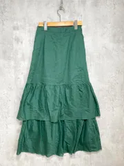 B.C STOCK SIMPLICITE シンプリシテェ 22-060-700-8065-2-0 定価6600円 コットンリネン ティアードフリル スカート 緑 ■◆レディース