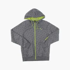 プーマ グレー ドット グリーン フードジップアップ