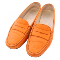 トッズ TOD'S FOR RON HERMAN GOMMA MOCASSINO ドライビングシューズ ローファー レザー 36 オレンジ /TK ■GY99
