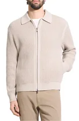 セオリー メンズ アウター パーカー・スウェット カーディガン ニット Theory Gary Waffle Knit Zip Cardigan Alabaster Melange 2H2のサムネイル