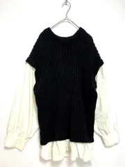 Ungrid アングリッド 112112632801-01 定価8800円 バックレースアップ ニット セーター sizeF/黒×白 ◆■レディース