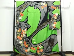 平和屋着物■豪華振袖　総刺繍　駒刺繍　絞り　草花文　金彩　正絹　逸品　CABE6798th