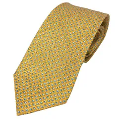 BVLGARI ブルガリ ネクタイ セブンフォールドタイ シルク100％ イエロー メンズ 未使用 aq12851