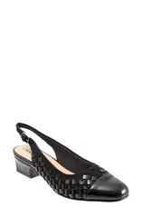 トロッターズ レディース シューズ ヒール Trotters Dea Woven Slingback Pump Black Suede Patent ブラック